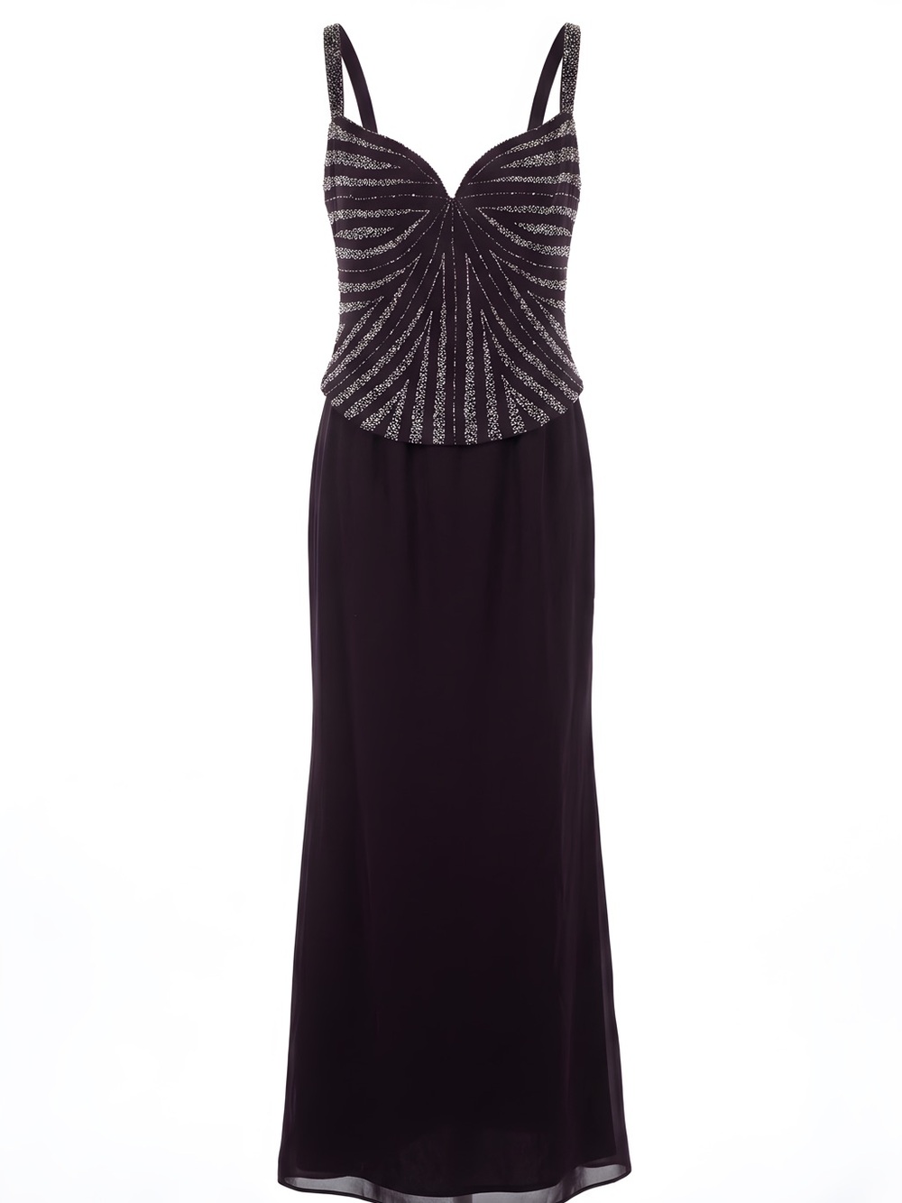 Sleeveless Beaded Maxi Dress in Deep Plum